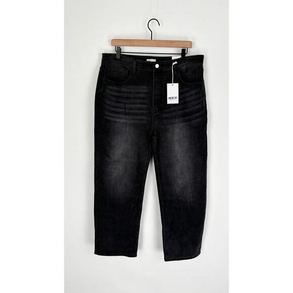 The Fine Print Womens High Rise Wide Leg Denim Jeans Black Size 20P NWT - Picture 1 of 6